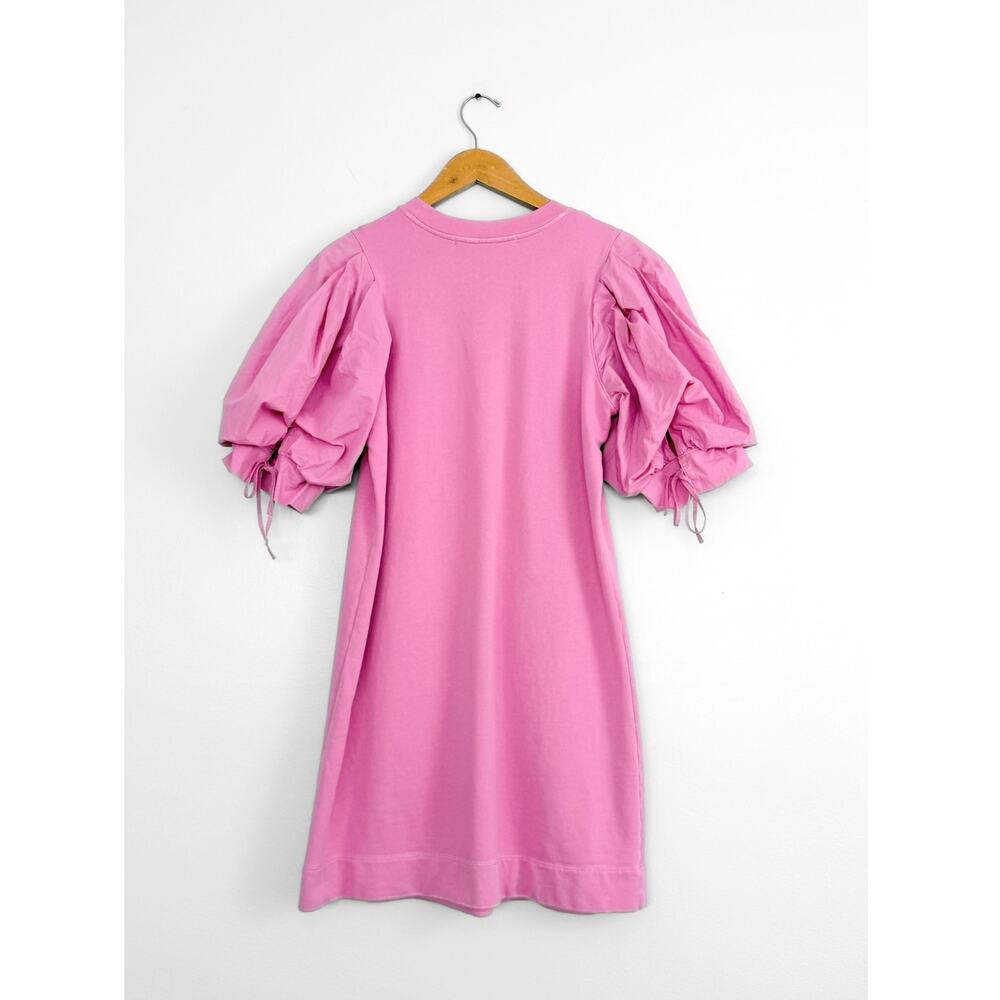 Marie Oliver Petal Pink Shane Dress French Terry Cotton Poplin Puff Sleeve Mini - Picture 5 of 11